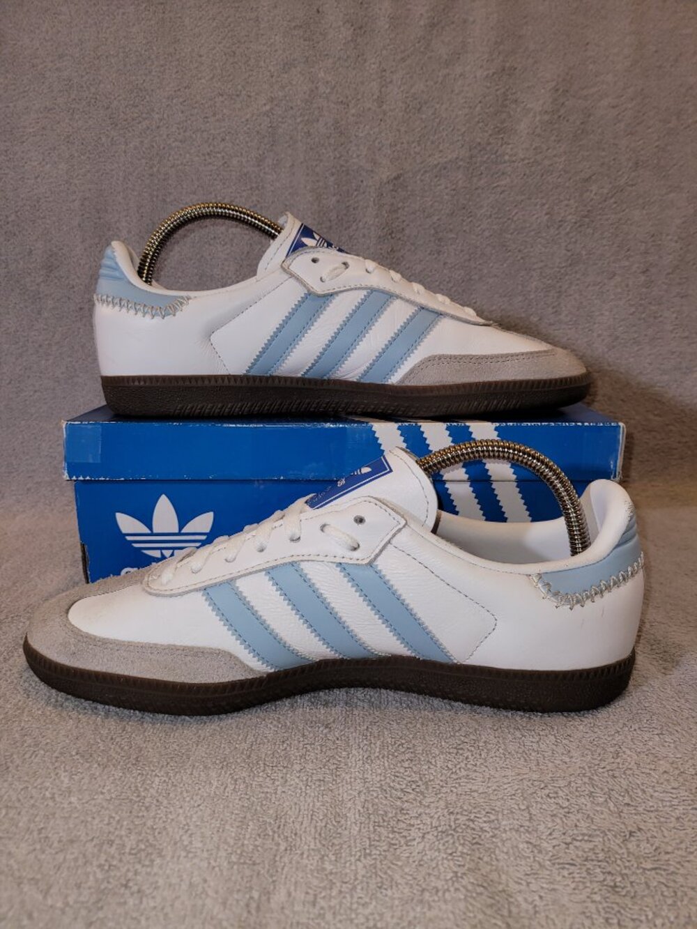 Adidas Samba OG White Sky Blue Brown Gum Sole Sneakers JI2003 - Picture 2 of 15
